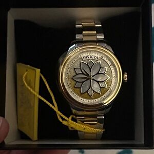 Invicta Two-Tone Gold and Silver Floral Dial Women's Watch